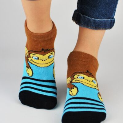 Detské bavlnené ponožky Monkey - hnedé/modré, veľ. 23/26