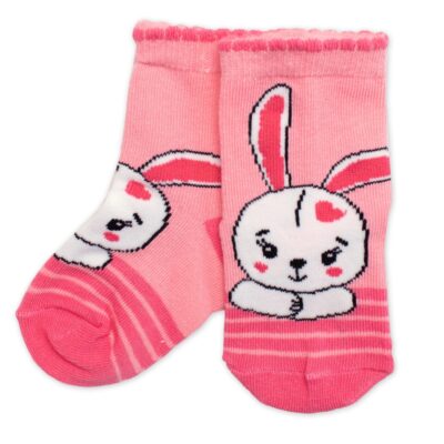Detské bavlnené ponožky Zajačik - ružové, veľ. 19/22