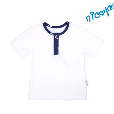 Detské bavlnené tričko krátky rukáv Nicol, Sailor - biele, veľ. 128