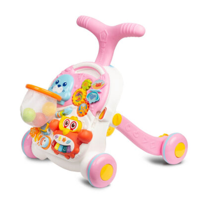 Detské interaktívne chodítko, stolček s príslušenstvom 2v1, TOYZ, ružové
