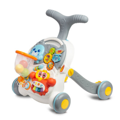 Detské interaktívne chodítko, stolček s príslušenstvom 2v1, TOYZ, sivé