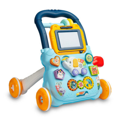 Detské interaktívne chodítko, stolček s príslušenstvom Zoo, modré