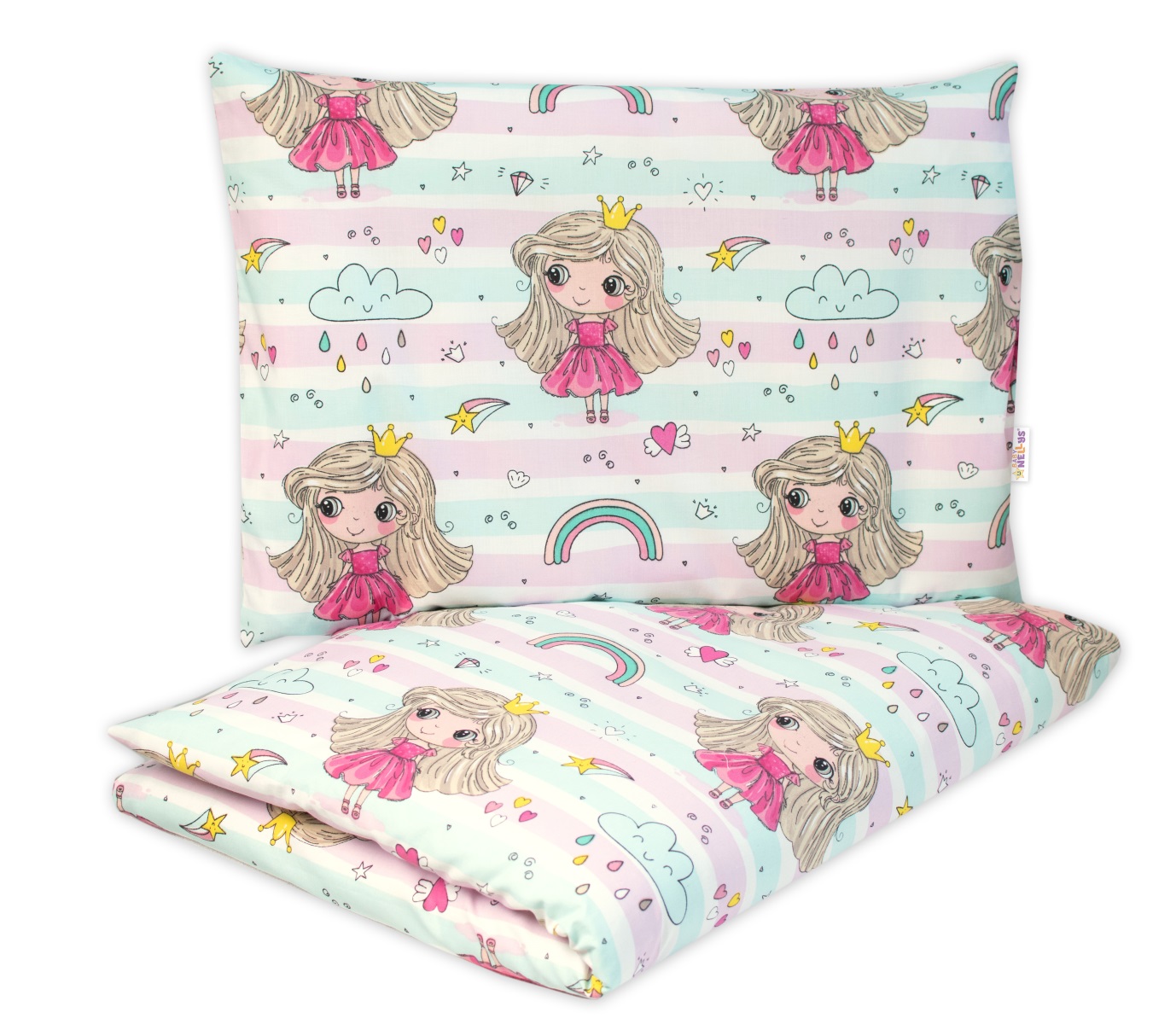 Detské obliečky, bavlna 2D 140x200/70x80 - Dúhová Víla, Baby Nellys, ružové