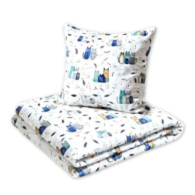 Detské obliečky, bavlna 2D 140x200/70x80 - Happy Cat