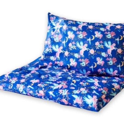 Detské obliečky, bavlna 2D 140x200/70x80 - Jednorožce v modrej