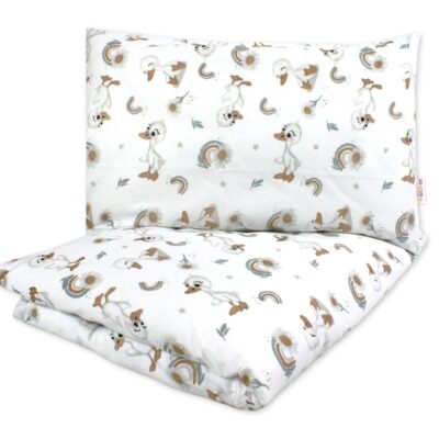 Detské obliečky, bavlna 2D 140x200/70x80 - Kačiatko, biele