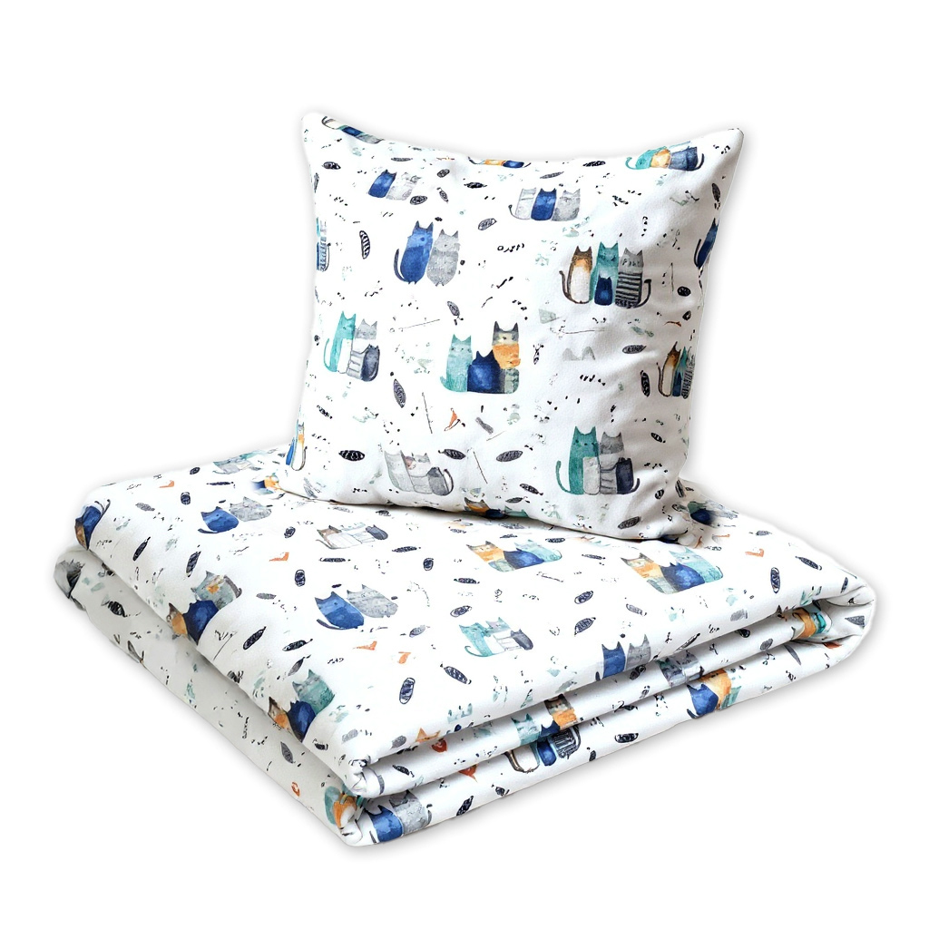 Detské obliečky, bavlna 2D 140x200/70x90 - Happy Cat