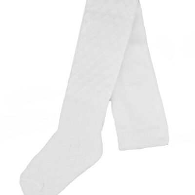 Detské pančuchy bavlna so žakárovým vzorom, biele, veľ. 68/74