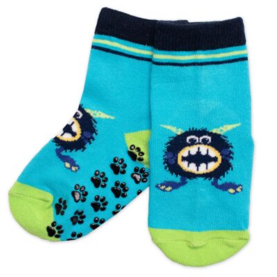 Detské ponožky s ABS Príšerky - tyrkys, veľ. 27/30