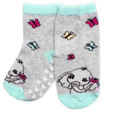 Detské ponožky s ABS Sloník - sivé