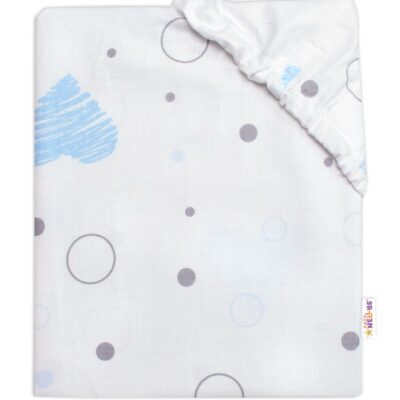 Detské prestieradlo do postieľky bavlna, I love Boy Baby Nellys, modrá/biela, 140x70 cm