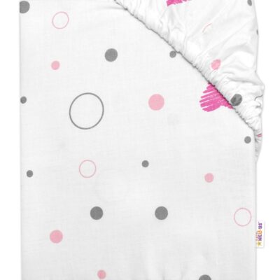 Detské prestieradlo do postieľky bavlna, I love Girl Baby Nellys, ružová/biela, 140x70 cm