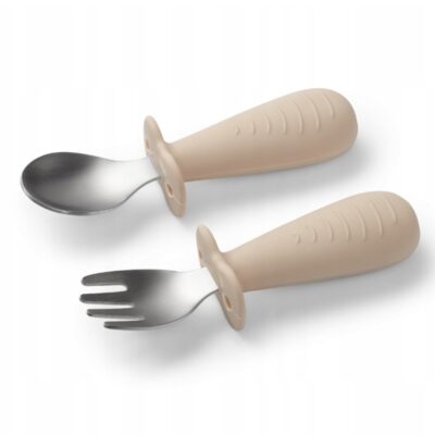 Detské príbory z nerezovej ocele - béžové