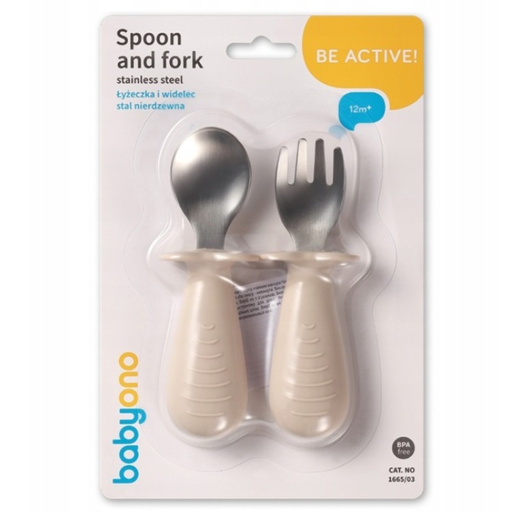 Detské príbory z nerezovej ocele - béžové – Obrázok 3