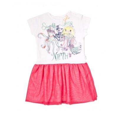 Detské šaty Nicol, Morská víla - červeno/biele, veľ. 110