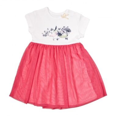 Detské šaty Nicol, Morská víla - červeno/biele, veľ. 128