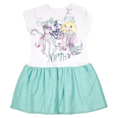 Detské šaty Nicol, Morská víla - zeleno/biele, veľ. 116