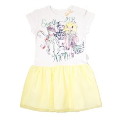 Detské šaty Nicol, Morská víla - žlto/biele, veľ. 110
