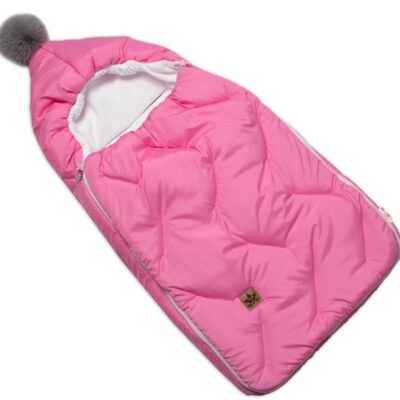 Detský fusak Baby Nellys s kapucňou a kožušinovým brmbolcom, ružový