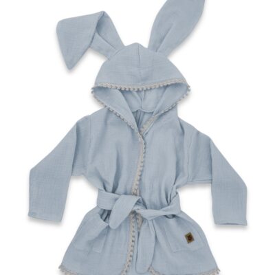 Detský mušelínový župan s uškami Bunny - jeans
