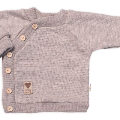 Detský pletený svetrík s gombíkmi, zap. bokom, Handmade Baby Nellys, béžový, veľ. 80/86