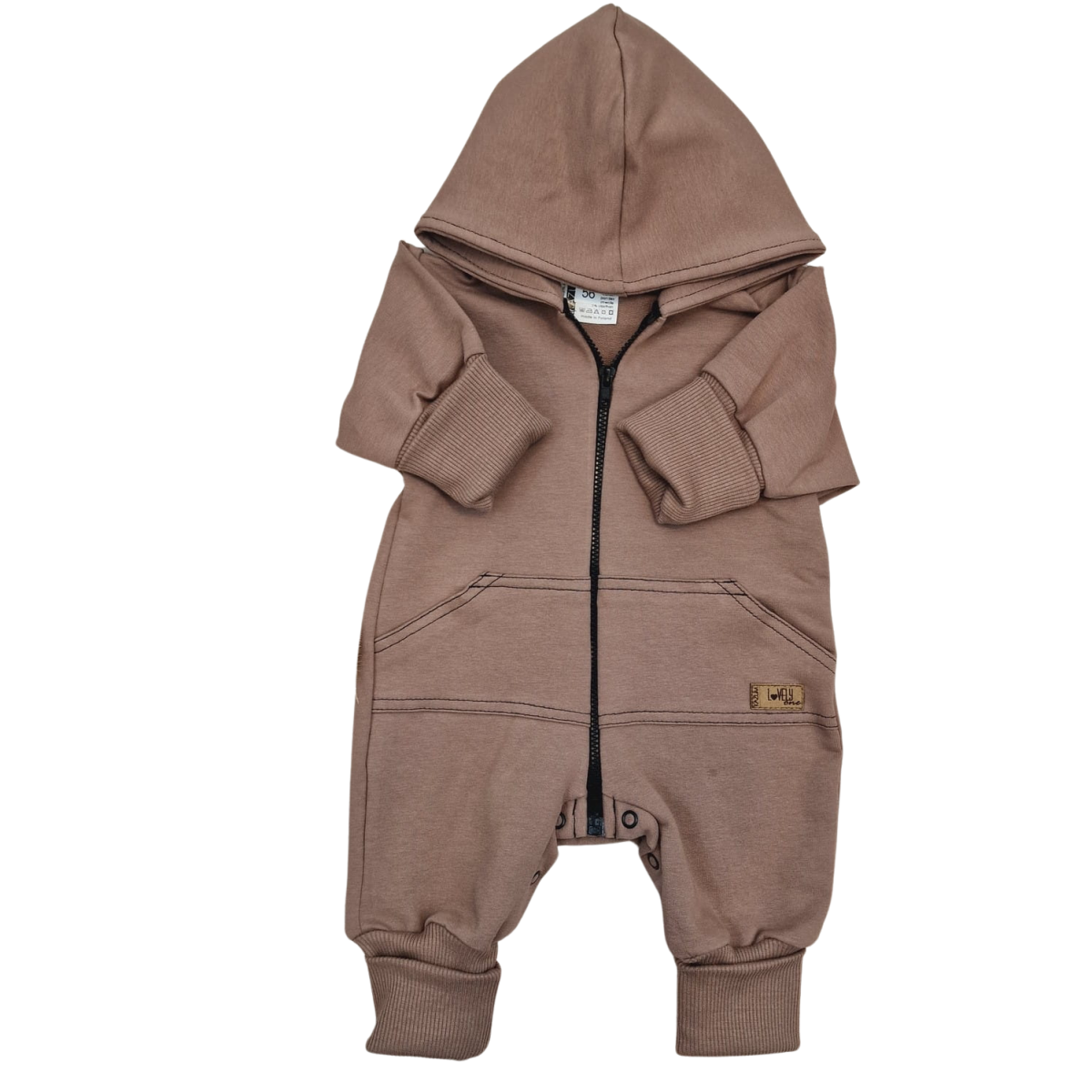 Detský teplákový overal s predĺženými nápletmi, čokoláda, veľ. 74