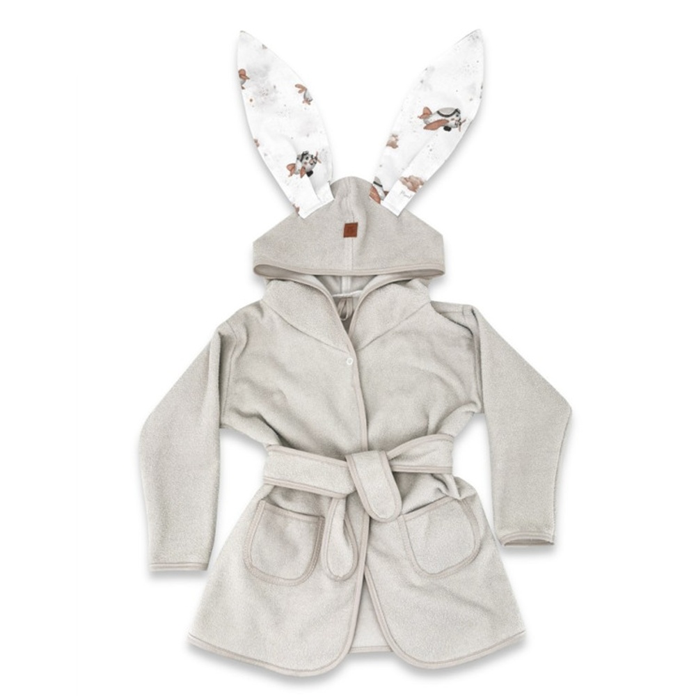 Detský termožupan s uškami Meďa pilot - béžový