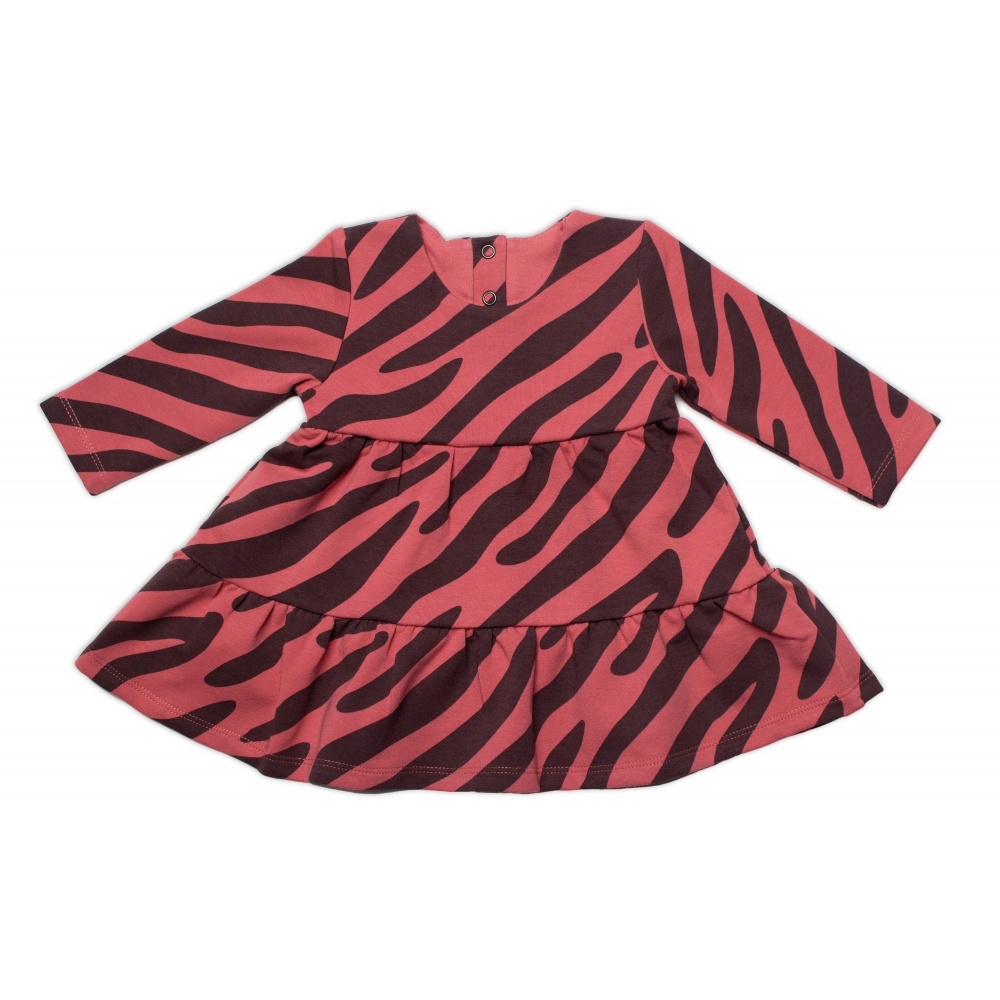 Dievčenské bavlnené šaty Mrofi, Helen - tehlovo červená s čiernymi pruhmi, veľ. 86