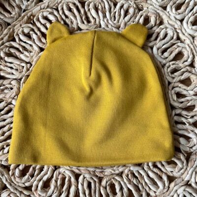 Dojčenská čiapočka s uškami Mamatti, Balón - horčicová, veľ. 74