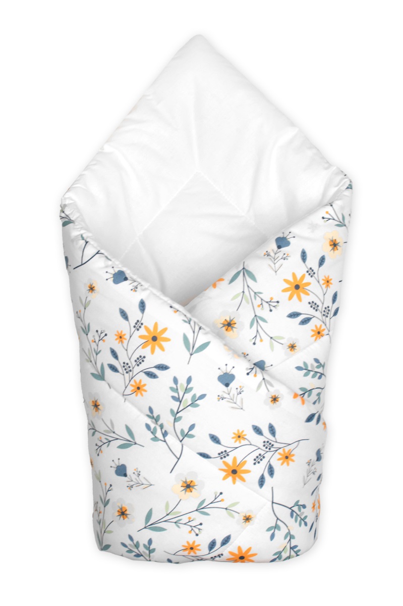 Dojčenská zavinovačka Klasik Kúzelná lúka, biela s potlačou