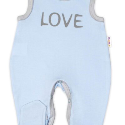Dojčenské bavlnené dupačky Love - modré, veľ. 68