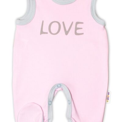 Dojčenské bavlnené dupačky Love - ružové, veľ. 56