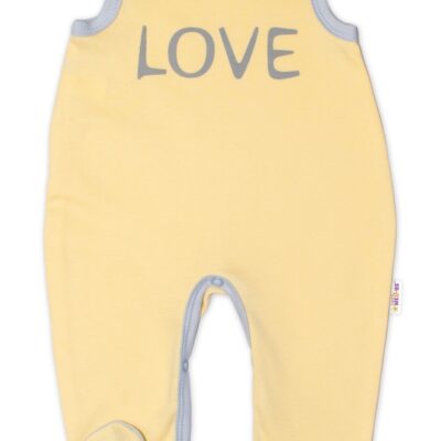 Dojčenské bavlnené dupačky Love - žlté, veľ. 56