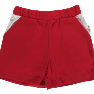 Dojčenské bavlnené nohavičky, kraťasky Mamatti Pirát - červené, veľ. 104