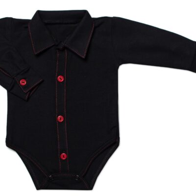 Dojčenské body, košeľa Mrofi, dl. rukáv zapínanie uprostred - granát, veľ. 68