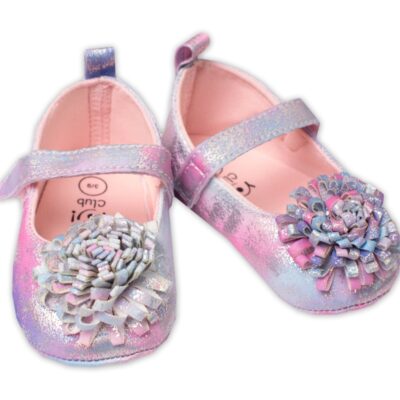 Dojčenské capáčky, balerínky Girl YO! s Kytičkou, na suchý zips, neónové, veľ. 9-15 m