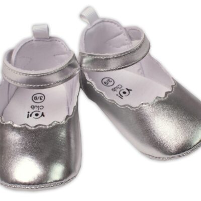 Dojčenské capáčky, balerínky YO! na suchý zips, strieborné, veľ. 9-15 m