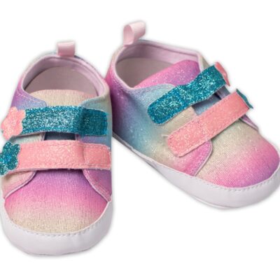 Dojčenské capáčky, balerínky YO! s trblietkami na suchý zips, neónové