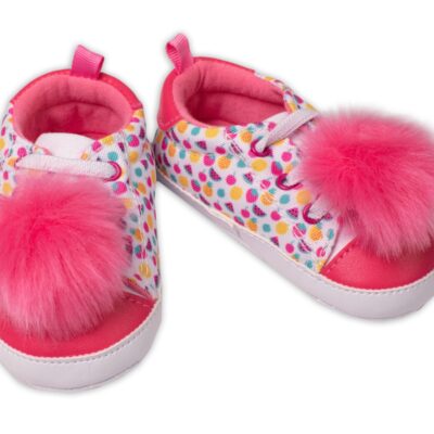 Dojčenské capáčky, topánočky Girl YO! s chlpáčkovou bambulkou, ružové