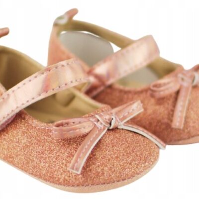 Dojčenské capáčky/topánočky s mašličkou, zlaté, Baby Nellys, vel. 6/12 m