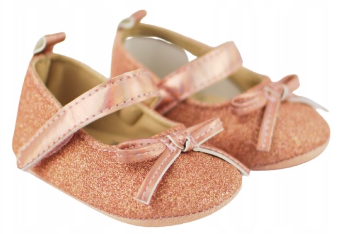 Dojčenské capáčky/topánočky s mašličkou, zlaté, Baby Nellys, vel. 6/12 m