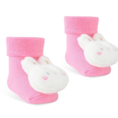 Dojčenské froté ponožky Zajačik, ružové, veľ. 68/80