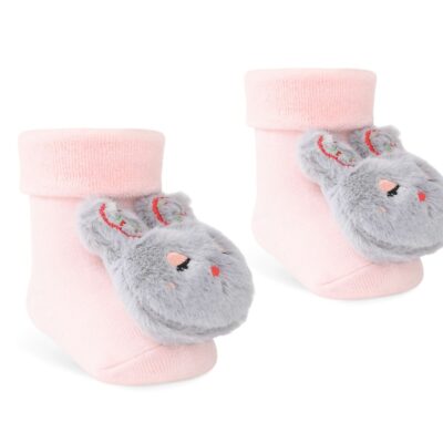 Dojčenské froté ponožky Zajačik, svetlo ružové, veľ. 68/80