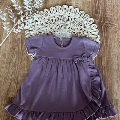 Dojčenské šaty s volánikmi, kr. rukáv, Mamatti, Puntík, slivková