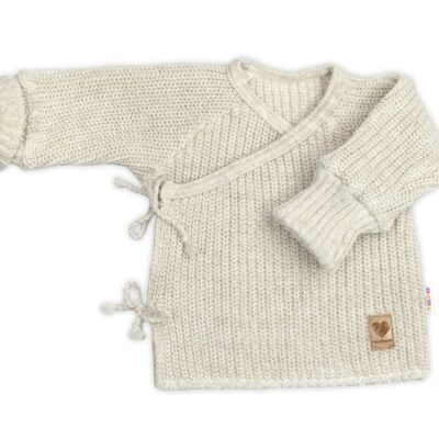 Dojčenský svetrík, rastúci, na zaväzovanie na boku - sv. béžová, písková, 62/68