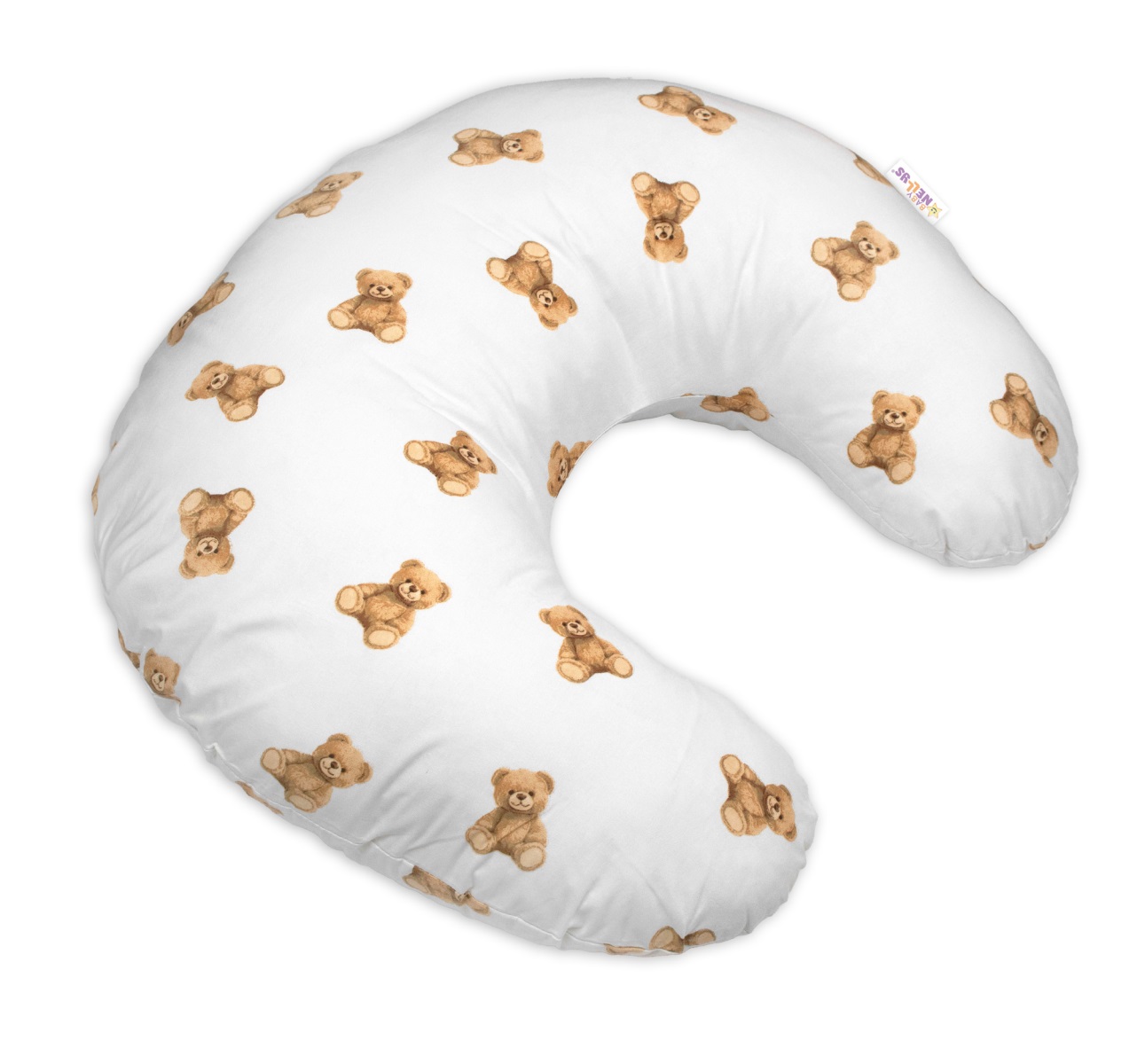 Dojčiace vankúš/podkova, bavlna, 155 cm, Míša - biely s potlačou