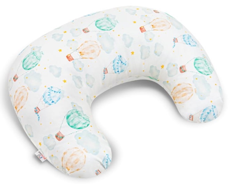 Dojčiace vankúš/podkova, bavlna, Balóny - biely