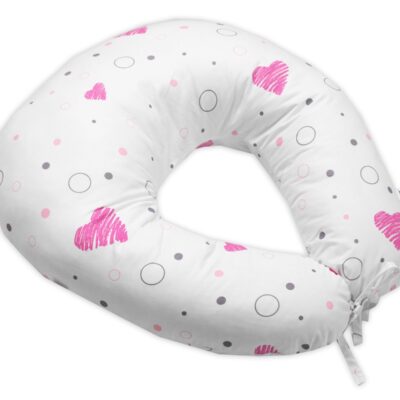 Dojčiace vankúš/podkova, bavlna, I love Girl Baby Nellys, ružový/biely