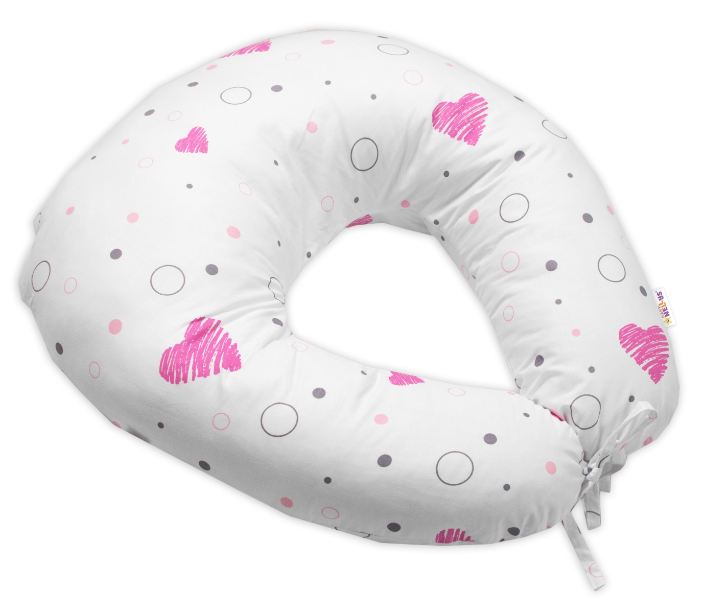 Dojčiace vankúš/podkova, bavlna, I love Girl Baby Nellys, ružový/biely