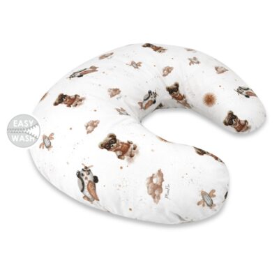 Dojčiace vankúš/podkova, bavlna, Méďa pilot - biela, béžová